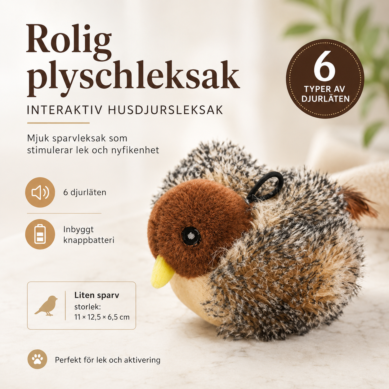 Interaktiv Kattleksak Skata - Självunderhållande Plyschleksak Design Dwell Well