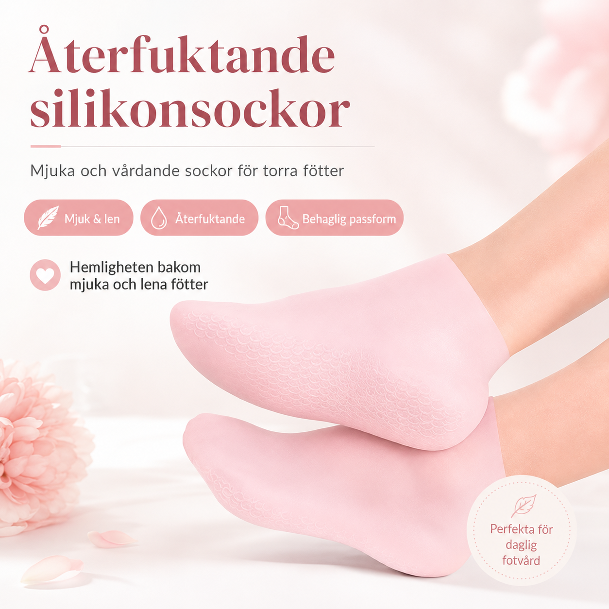Silikonstrumpa för Fotvård – Återfuktande & Mot Hälsprickor Design Dwell Well