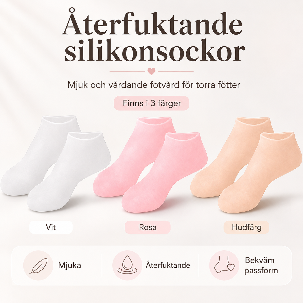 Silikonstrumpa för Fotvård – Återfuktande & Mot Hälsprickor Design Dwell Well