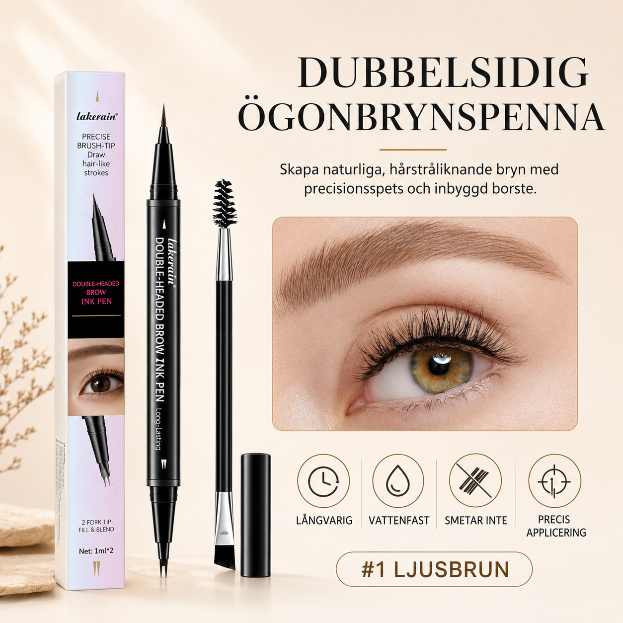 Dubbelsidig Ögonbrynspenna – Vattentät med Mikrogaffel Design Dwell Well