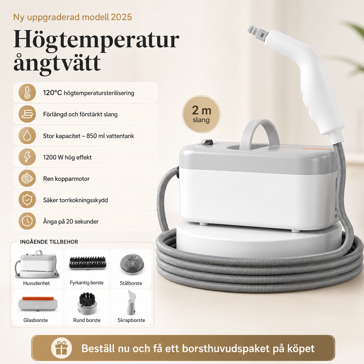 Ångtvätt – Djuprengör med Högtrycksånga | 1200W Design Dwell Well