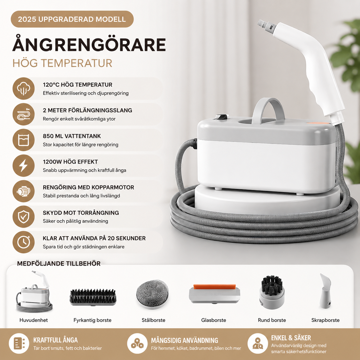 Ångtvätt – Djuprengör med Högtrycksånga | 1200W Design Dwell Well