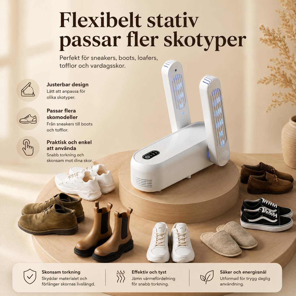 Skotork – Torka & Värm Skor med Timer Design Dwell Well
