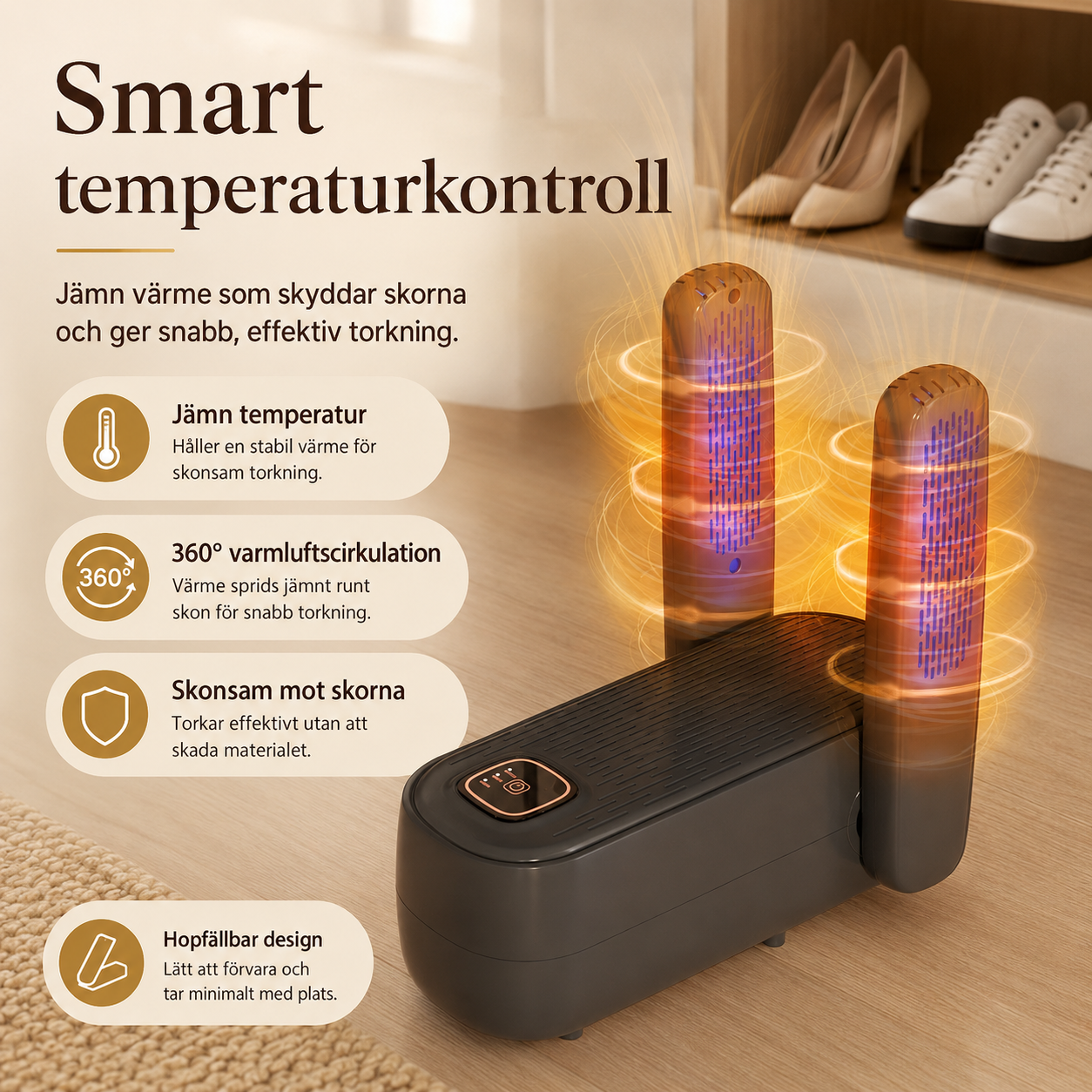 Skotork – Torka & Värm Skor med Timer Design Dwell Well