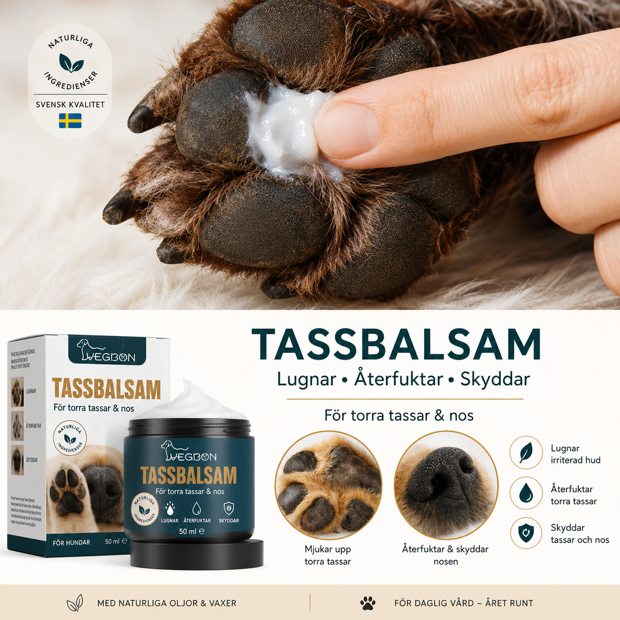 Tassalva för Hund – Skyddar & Återfuktar Tassar | 50ml Design Dwell Well